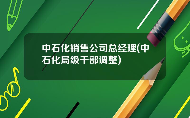 中石化销售公司总经理(中石化局级干部调整)