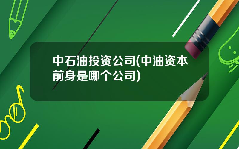 中石油投资公司(中油资本前身是哪个公司)