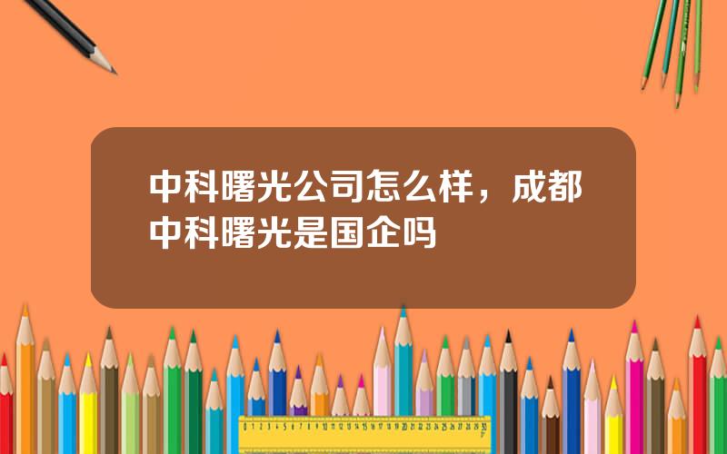 中科曙光公司怎么样，成都中科曙光是国企吗