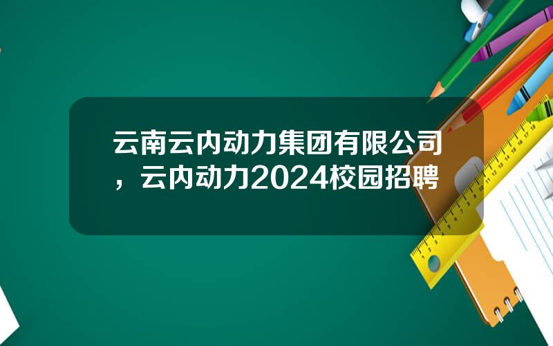 云南云内动力集团有限公司，云内动力2024校园招聘