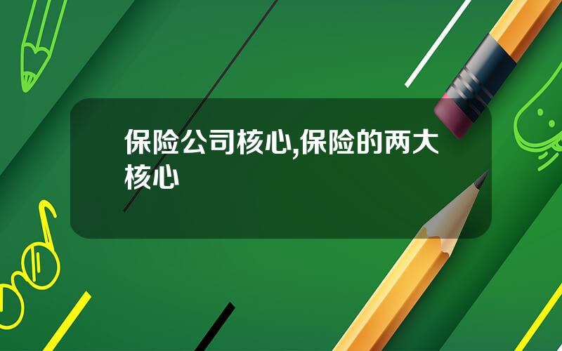 保险公司核心,保险的两大核心
