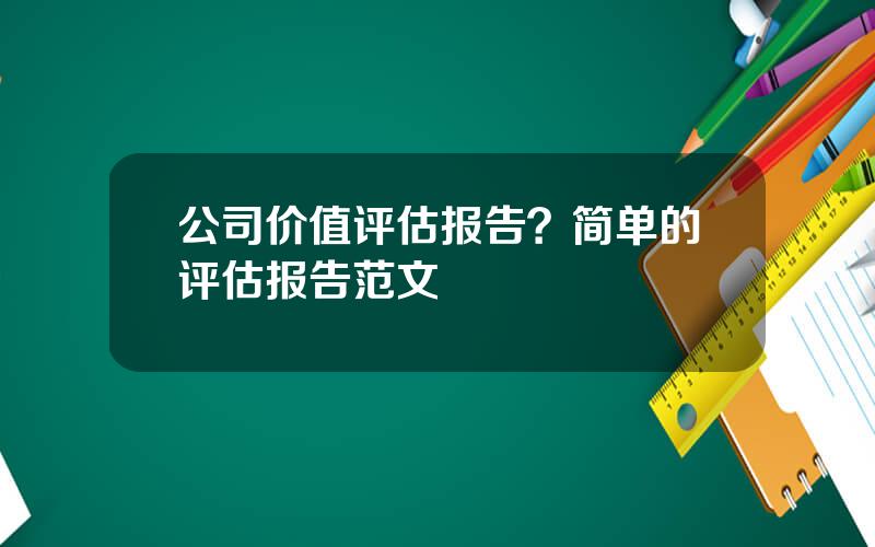 公司价值评估报告？简单的评估报告范文