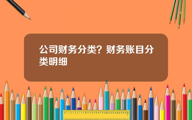 公司财务分类？财务账目分类明细