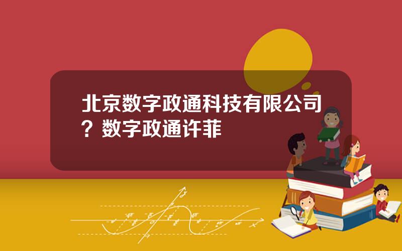 北京数字政通科技有限公司？数字政通许菲