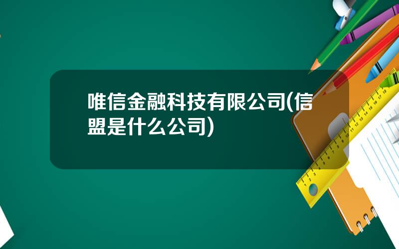 唯信金融科技有限公司(信盟是什么公司)