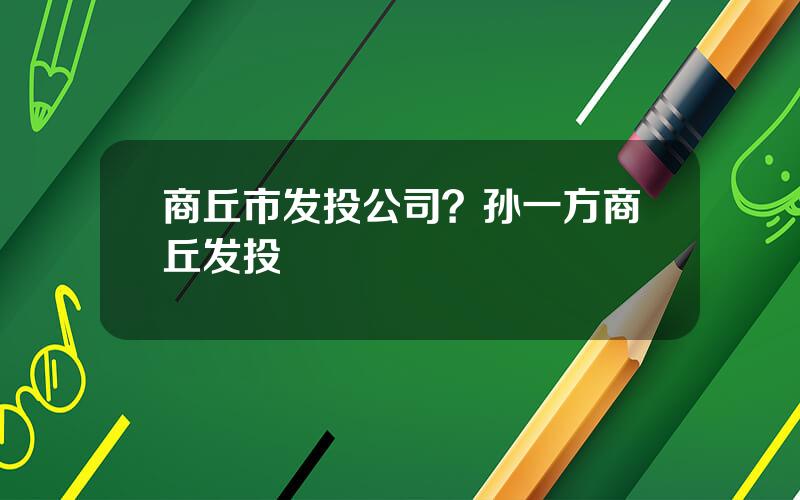 商丘市发投公司？孙一方商丘发投
