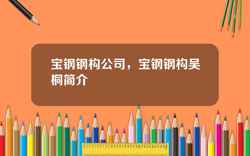 宝钢钢构公司，宝钢钢构吴桐简介