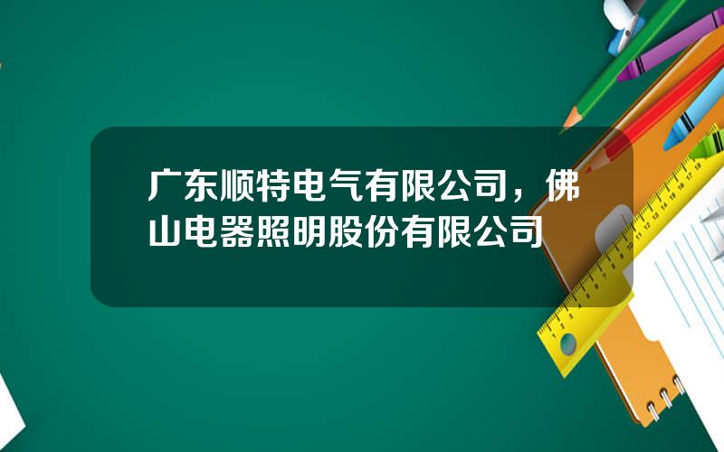 广东顺特电气有限公司，佛山电器照明股份有限公司