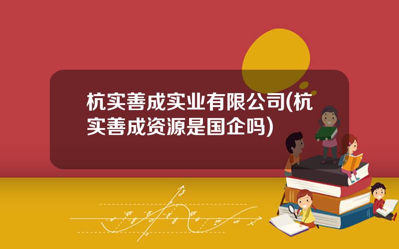 杭实善成实业有限公司(杭实善成资源是国企吗)