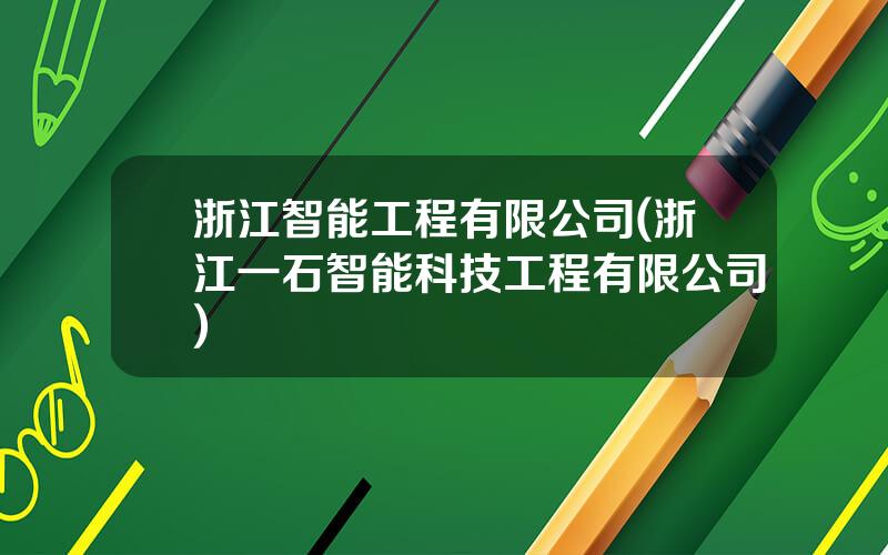 浙江智能工程有限公司(浙江一石智能科技工程有限公司)