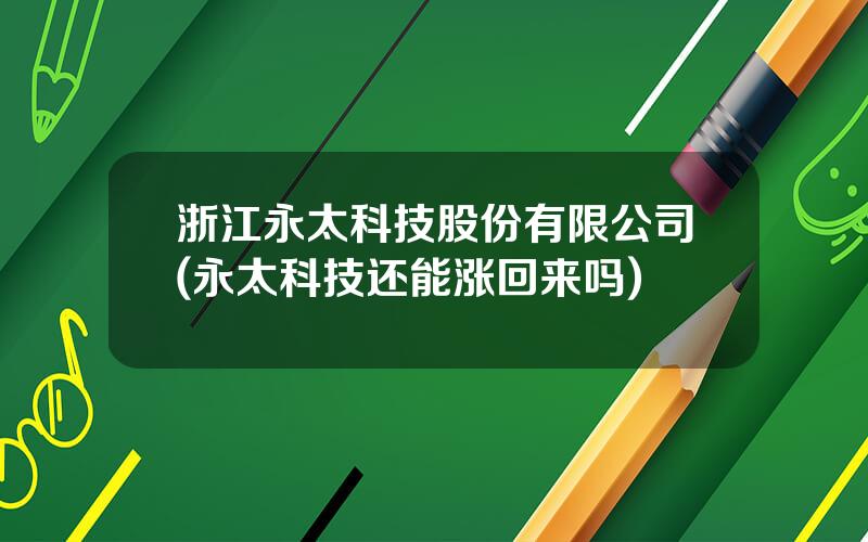 浙江永太科技股份有限公司(永太科技还能涨回来吗)