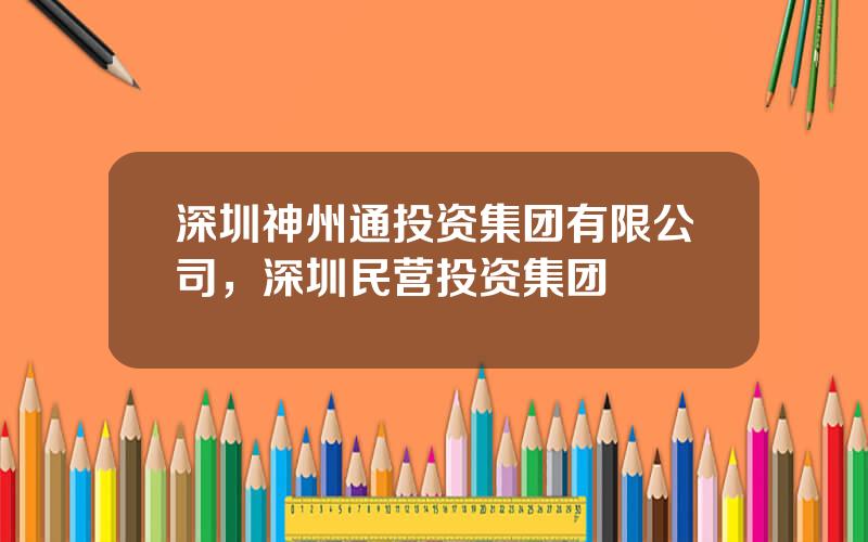 深圳神州通投资集团有限公司，深圳民营投资集团